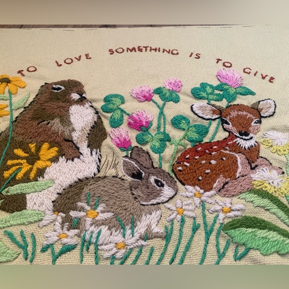 Vtg. Completed Needlepoint Columbia Minerva Erica Wilson “To Love Something - Picture 9 of 12